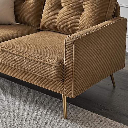 Miniatura 7 de VINGLI Sofá biplaza moderno color caqui de 56 pulgadas, sofá pequeño de pana para sala de estar, sofá biplaza de 2 plazas para dormitorio,