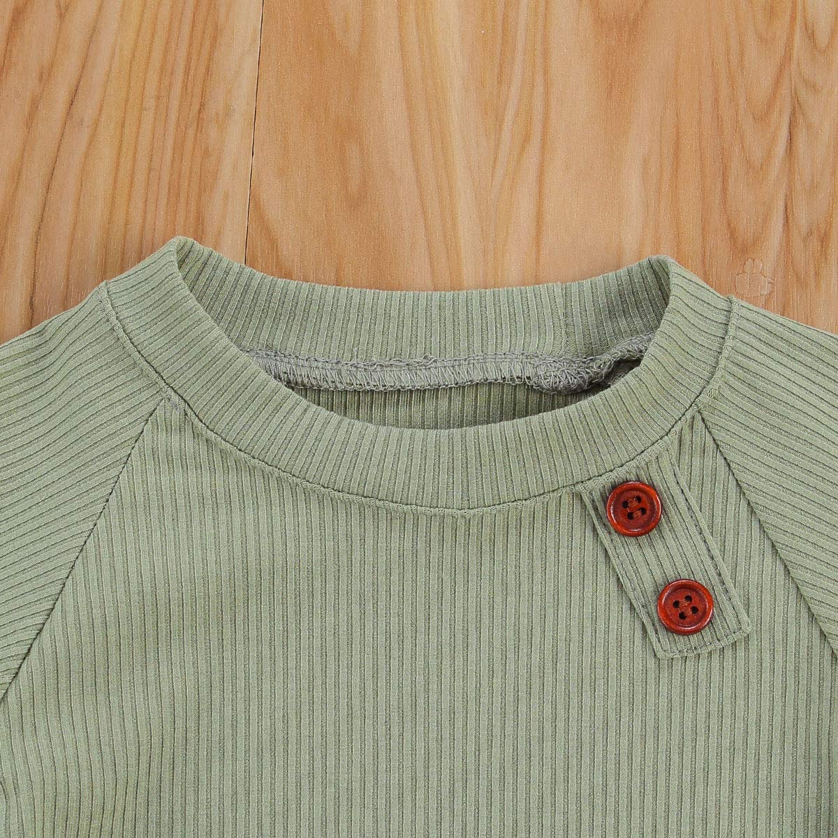 Geagodelia 2 Pezzi Completino da Neonati Felpa a Costine Solid T-Shirt Manica Lunga Maglione Lavorato a Maglia Top Pantaloni Autunno Inverno Pigiama Abbigliamento