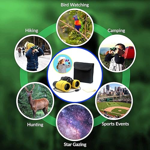 Miniatura 6 de Binoculares para niños, el mejor regalo para niños y niñas de 3 a 12 años, óptica de alta resolución a prueba de golpes, mini juguetes binocuolares