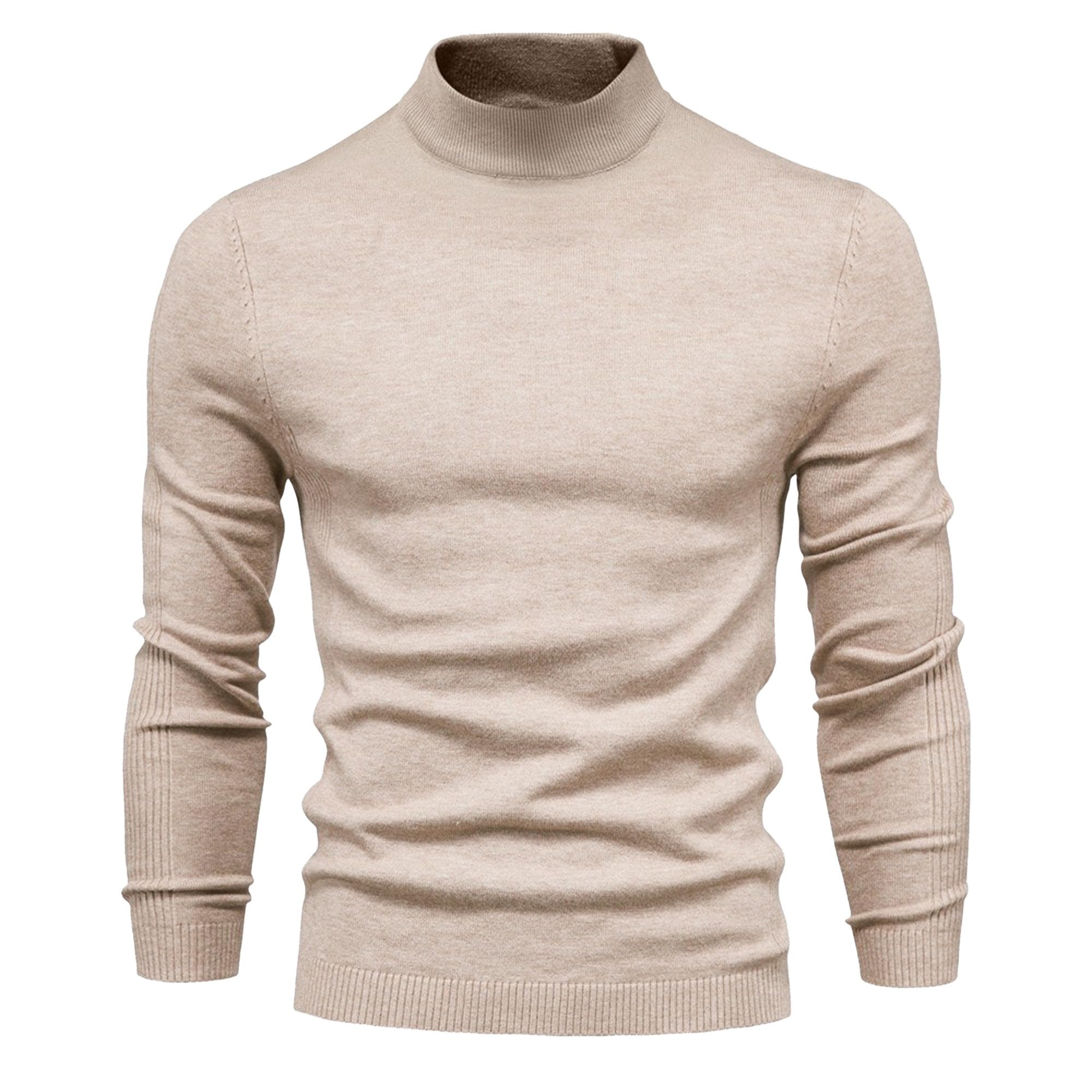 Suéter de punto de cuello redondo para hombre, cuello redondo, cuello alto, 2 piezas, suéter de cuello alto para hombre