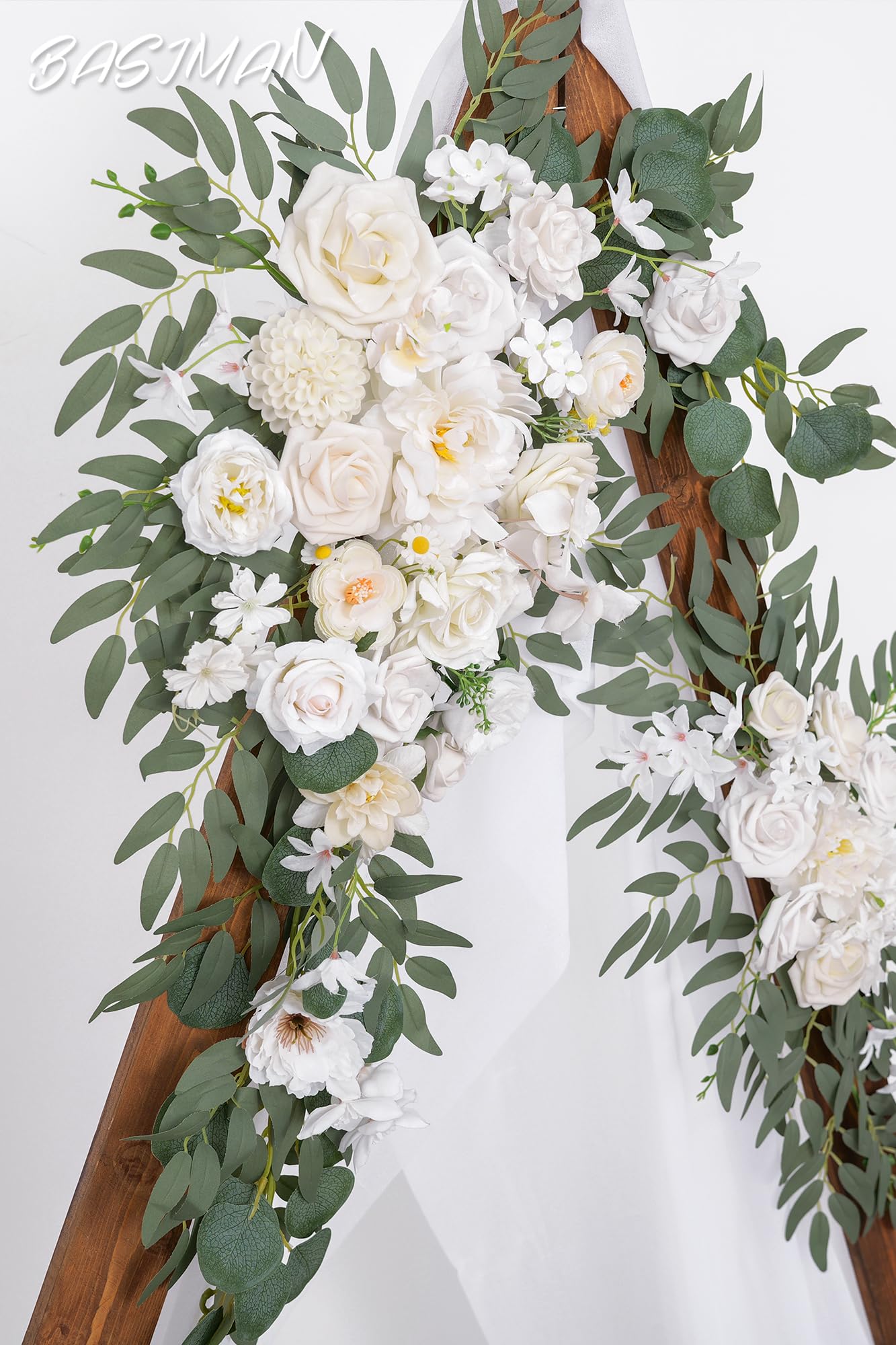Arche de Fleurs avec Rideaux (Lot de 3) pour cérémonie de Mariage, tonnelle et Toile de Fond de réception, décoration de Mariage, Panneaux de Bienvenue, décoration Florale de fête
