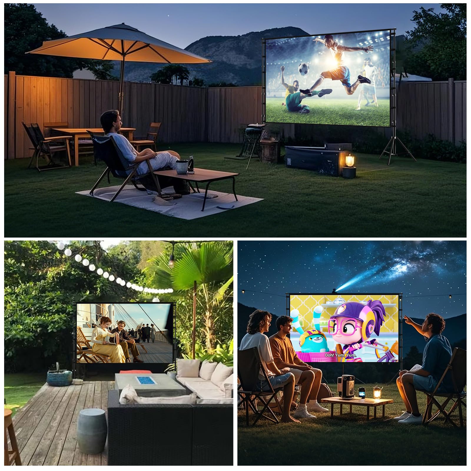 Beamer Leinwand mit Stativ 120 Zoll,DUYIKJ Tragbare Projektor Leinwand Beamer Outdoor Kino,160 Grad 16:9 HD Rear Front Projektion,Ideal für Heimkino, innen/außen Filme (120)