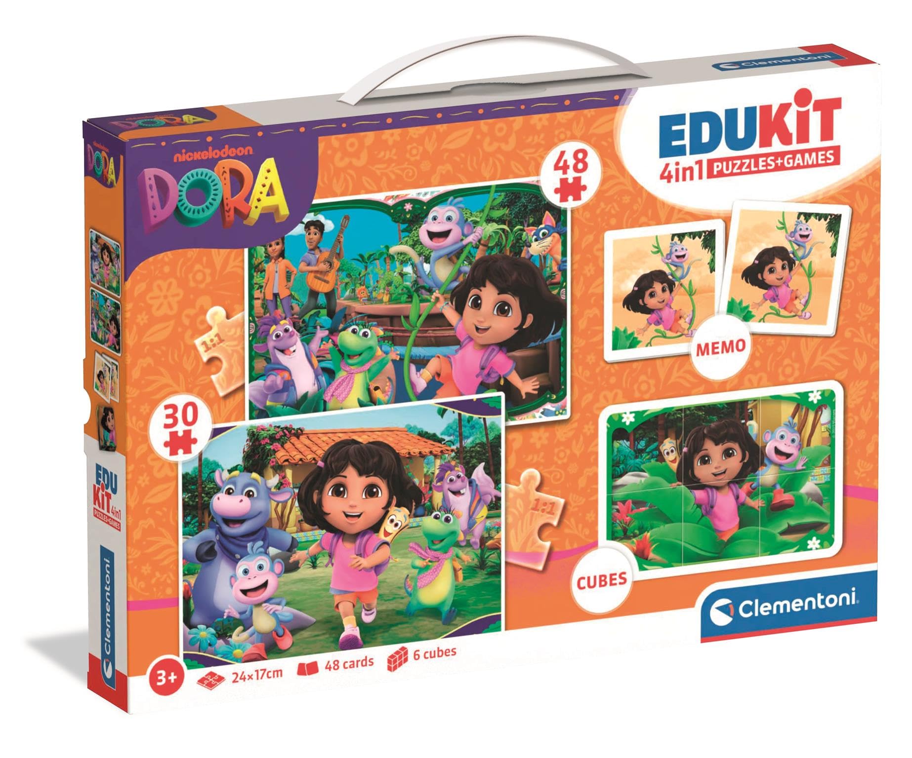 Clementoni Edukit 4in1 Dora the Explorer 2025  Puzzles, Memory Game & Stacking Cubes for Kids