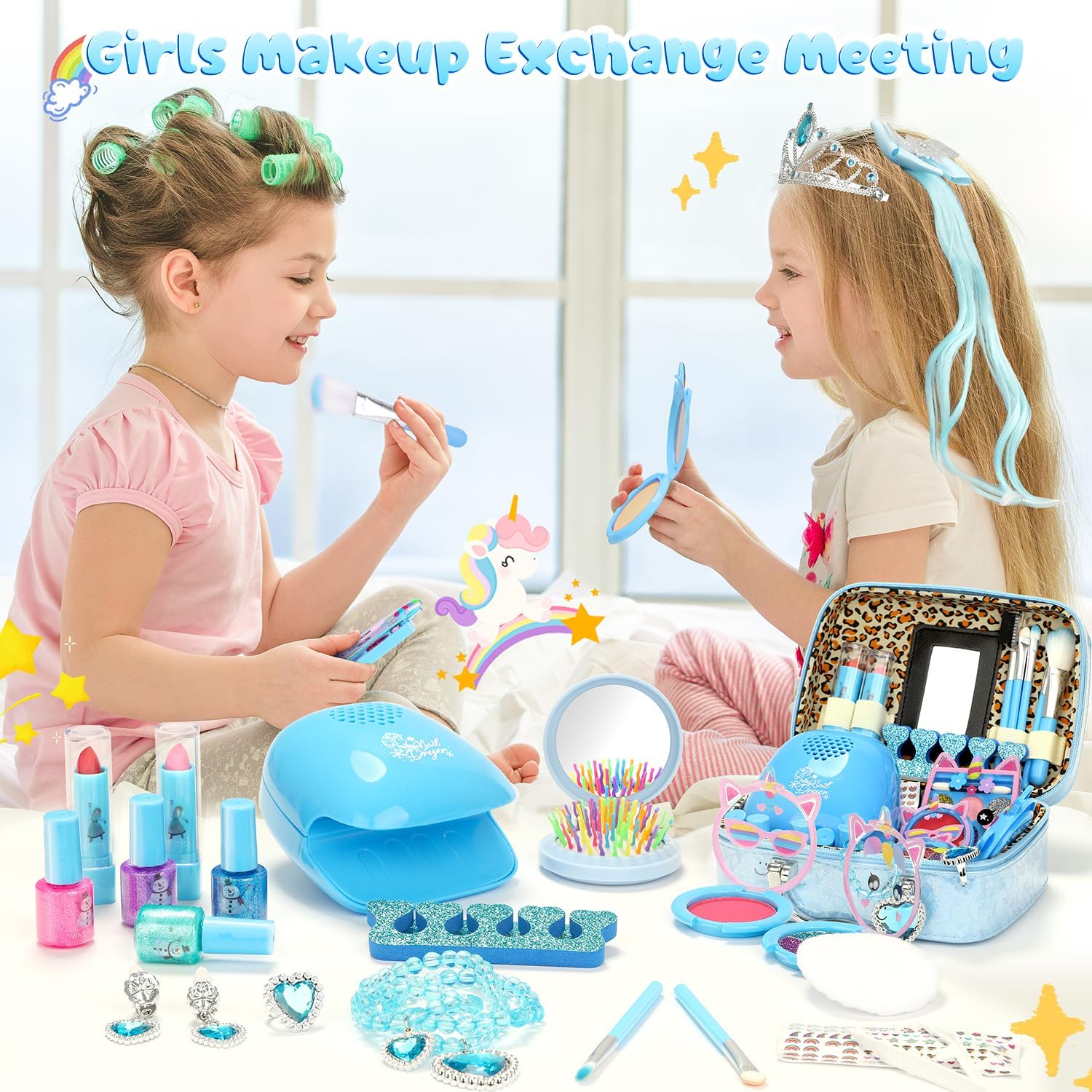 PERRYHOME Kids Makeup Kit for Girl, Frozen Real Washable Cosmetic, Non-Toxic Frozen Toys, Kids Nails Set for Girls, 2026 New CPF Sustainable Princess Toys & Birthday Gifts for Girls for 3-12 Year Old