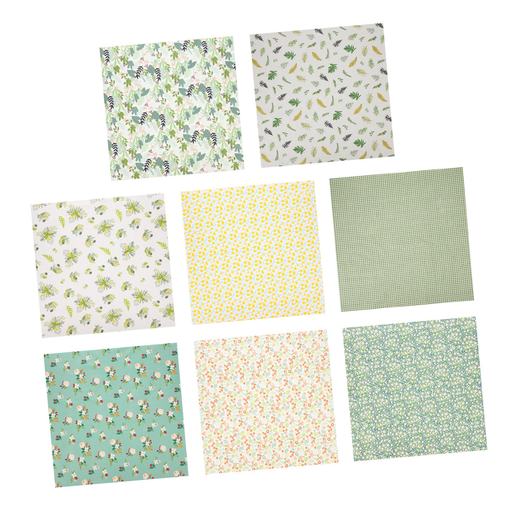 CORHAD 8 Sheets Floral Patchwork Craft Cotton Fabric Quilt Squares Precut Floral Supplies Green Quilt Sewing Fabric Bundle Cute Fabric Sewing Supplies Kit Quilting Cloth Group