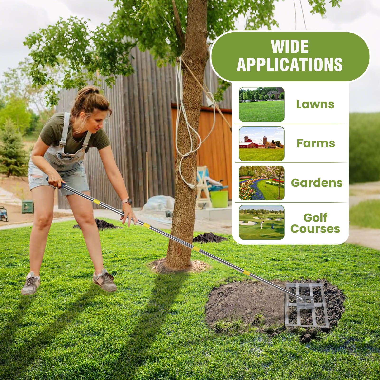 Plutohiker Lawn Leveling Rake, 6FT, 16 X 10IN Heavy Duty Effort Saving  Levelawn Tool, Stainless Steel Handle Lawn Leveler for Courtyard Garden  Golf Course, Ease Level Lawn Surfaces – BigaMart, image size:1600x1600