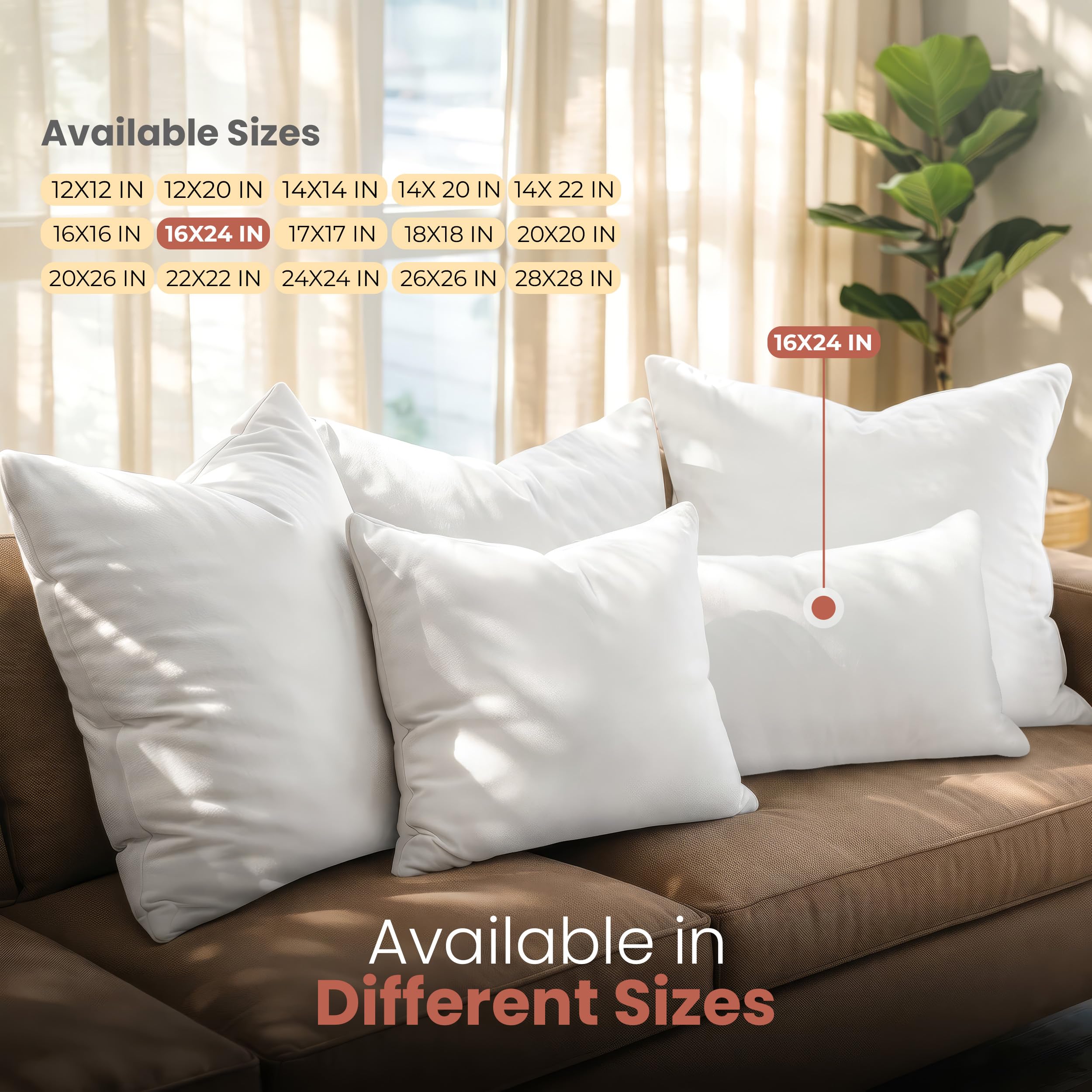 Amazon.com: Utopia Bedding 16x24 Pillow Inserts, Set of 2, White