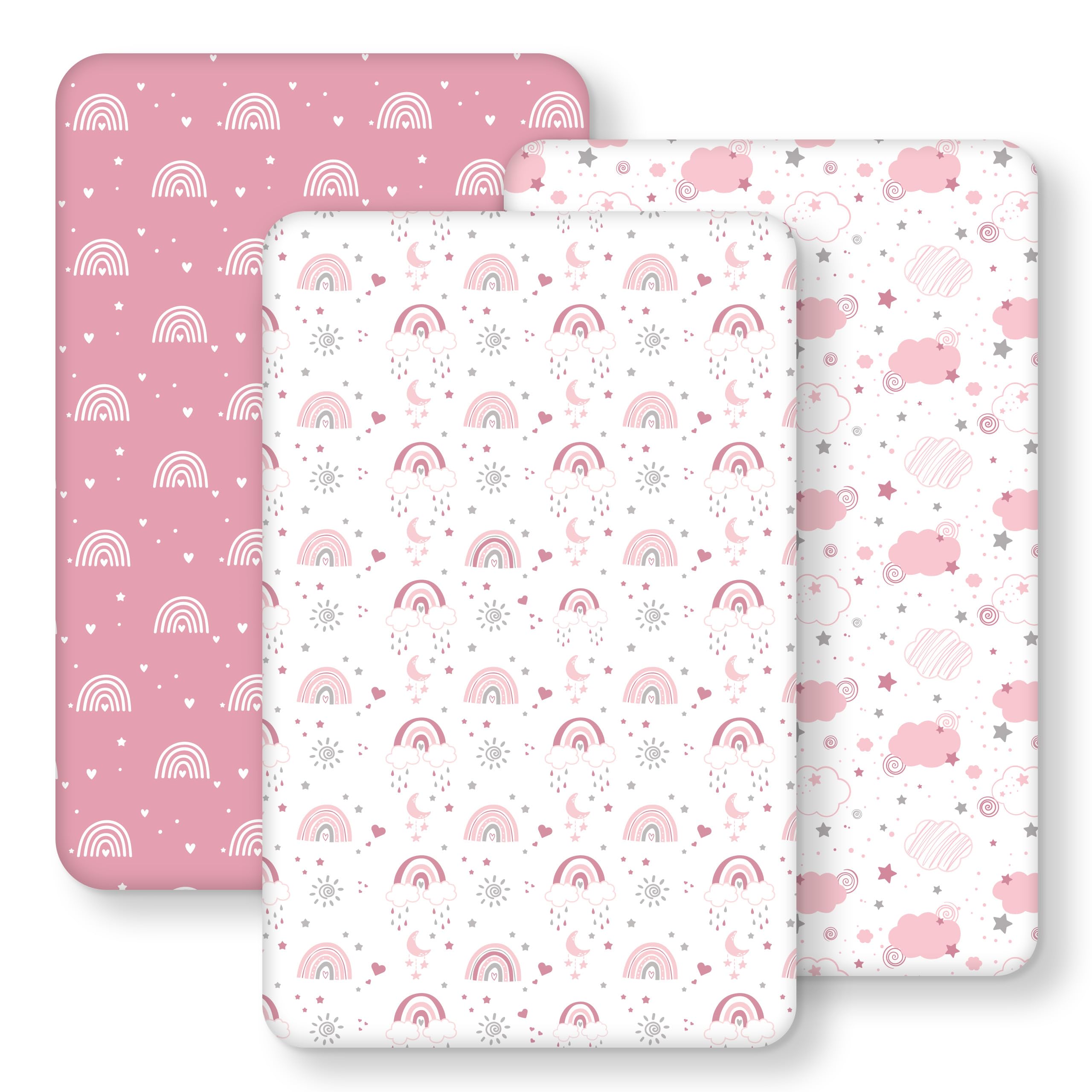 Baby Bedside Bassinet Sheets Fitted Girl 33 x20 Compatible with Baby Delight Dream On Me Most Rectangle Bedside