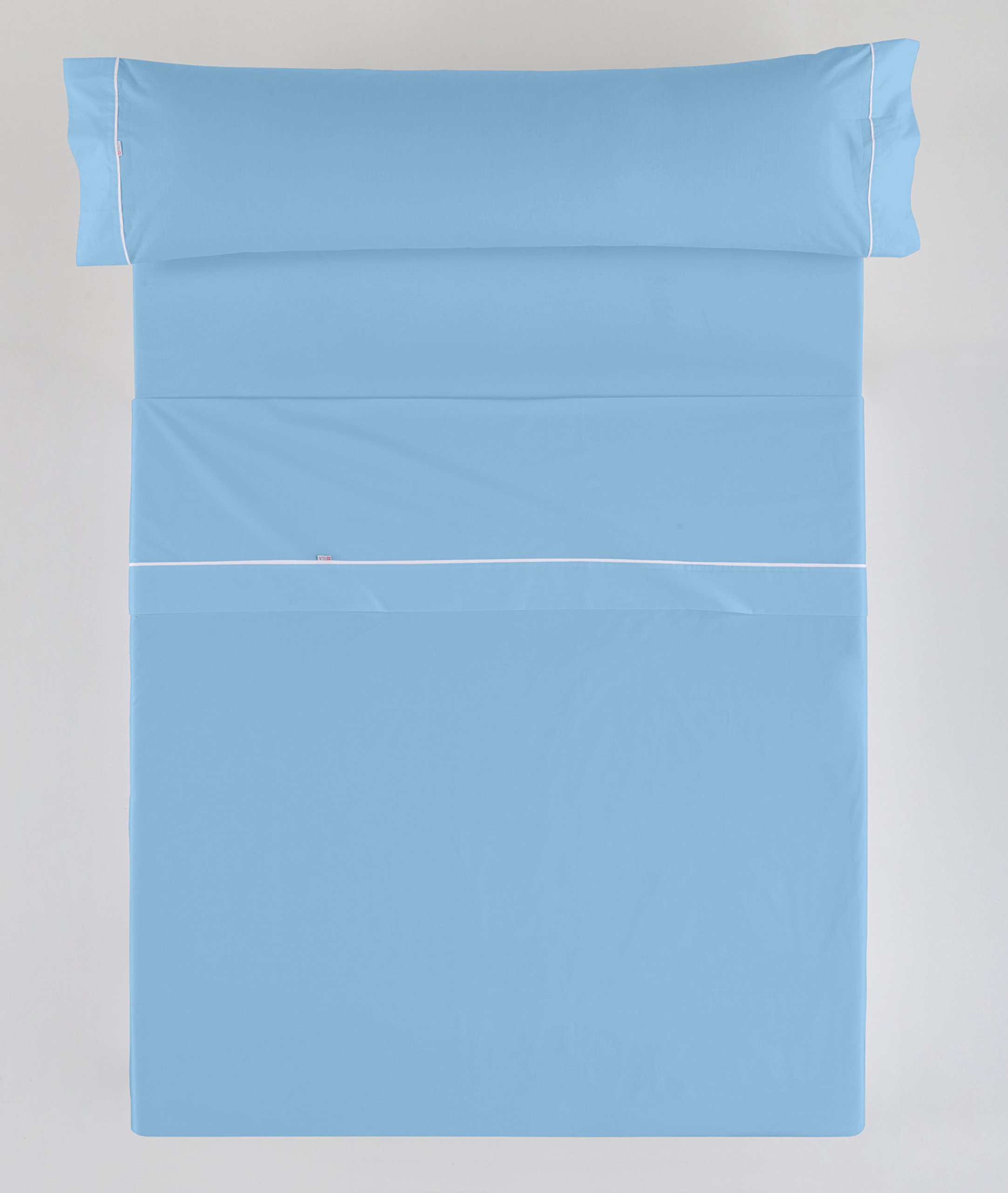 Parure de draps 3 pièces Estelia bleu clair en coton pour lit 90