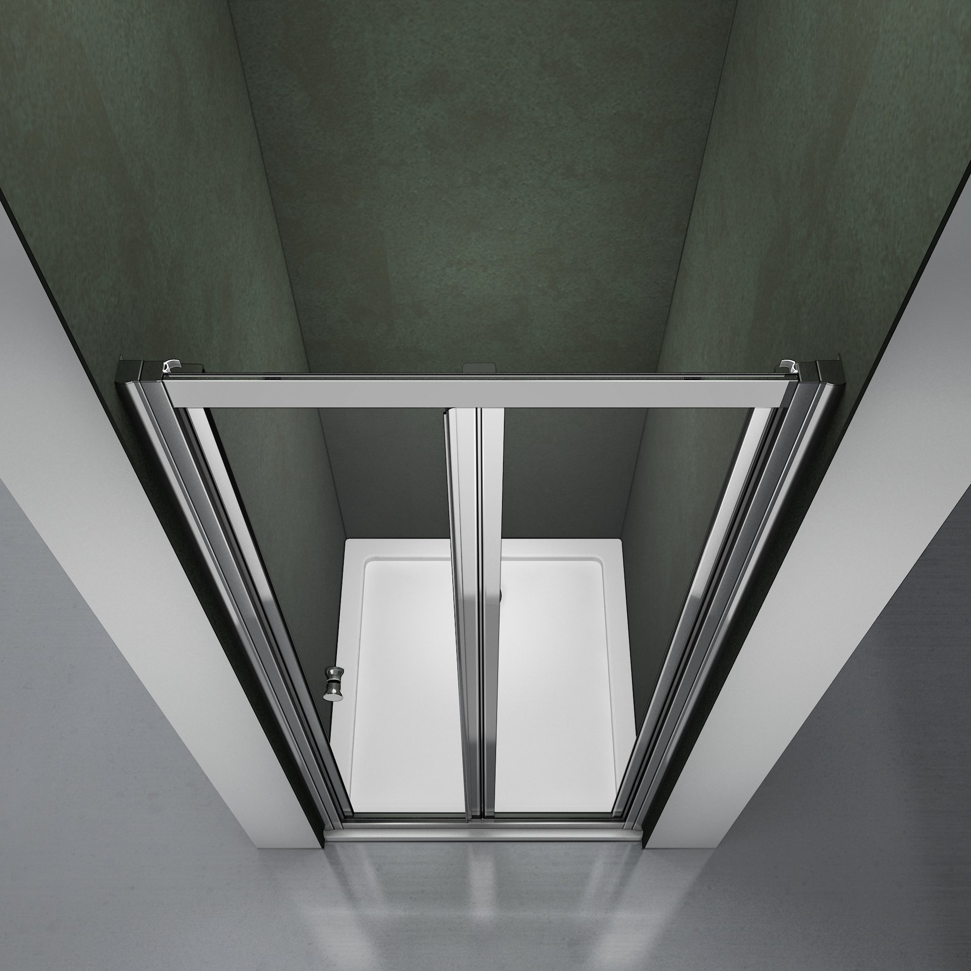 Porte de douche 90x185cm pliante en niche modèle de Néfré