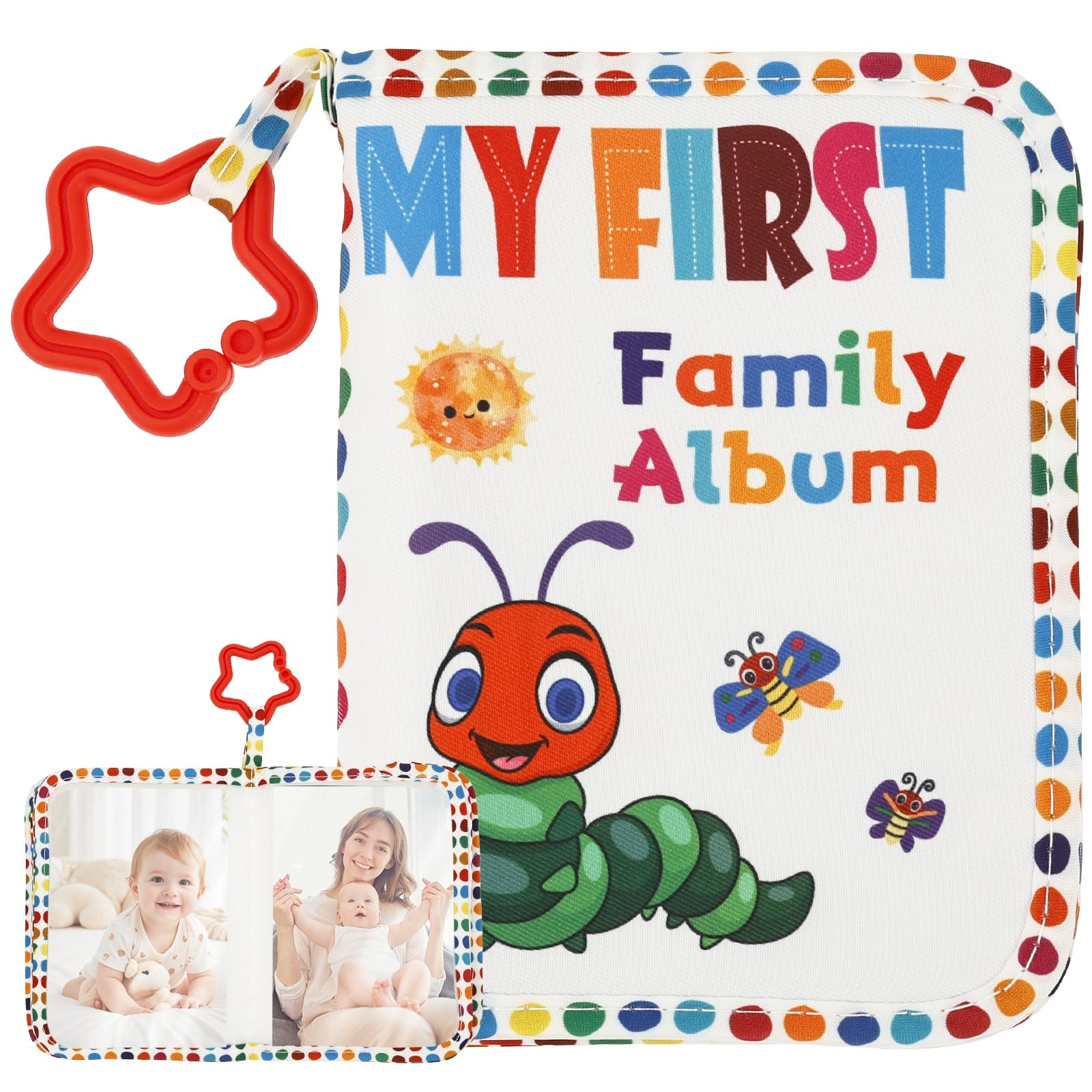 Ktcina White My First Family Photo Album For Baby Holds 17 Photos 4X6 Soft Baby Photo Album Memory Book With Hook & Mirror, Family Picture Albums Book For Newborn/Toddlers/Kids Shower Memory Birthday(White)