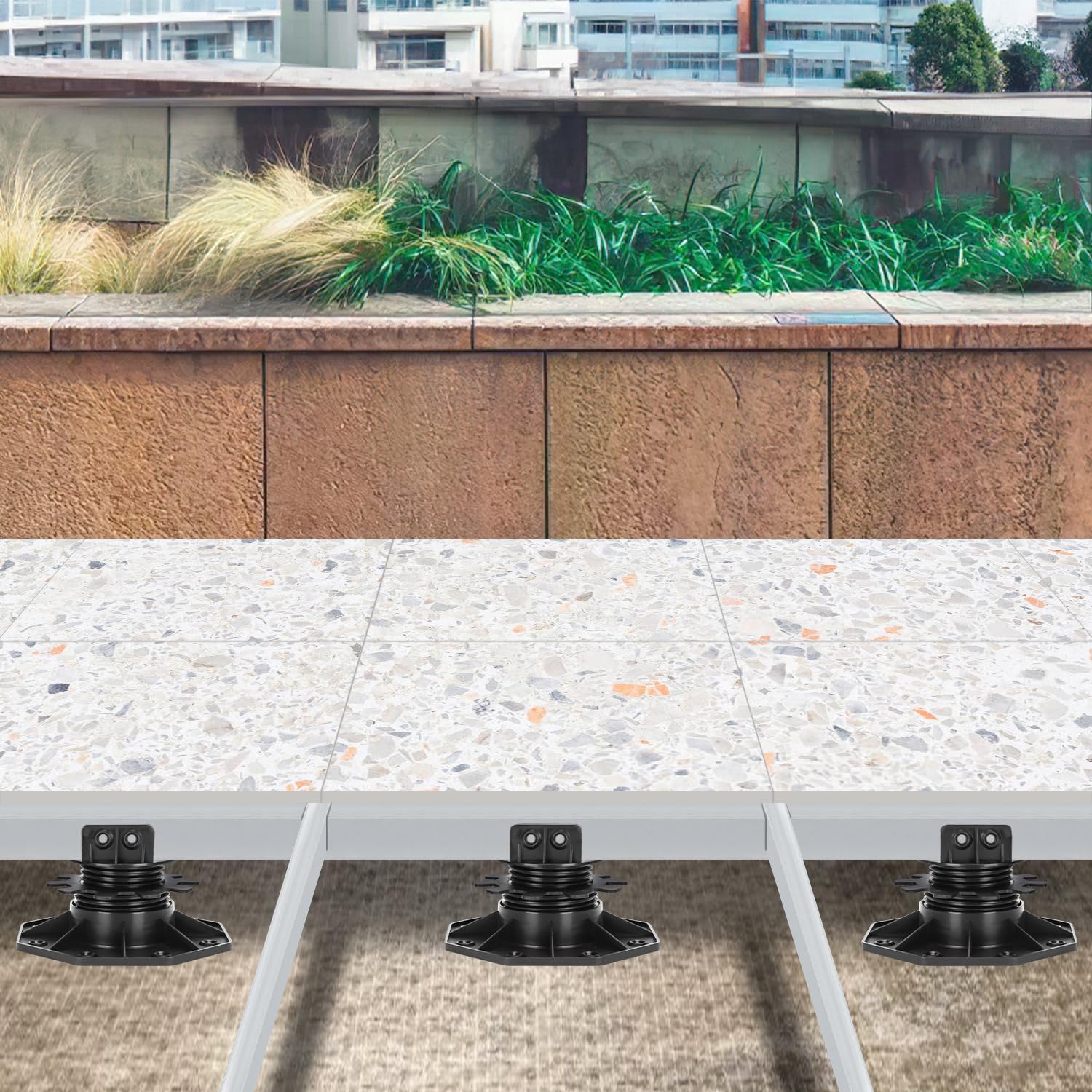 50 cuscinetti regolabili in altezza, 30 – 60 mm, per terrazze, piedini regolabili, cuscinetti per lastre di terrazze, lastre di pietra, pavimenti, piastrelle