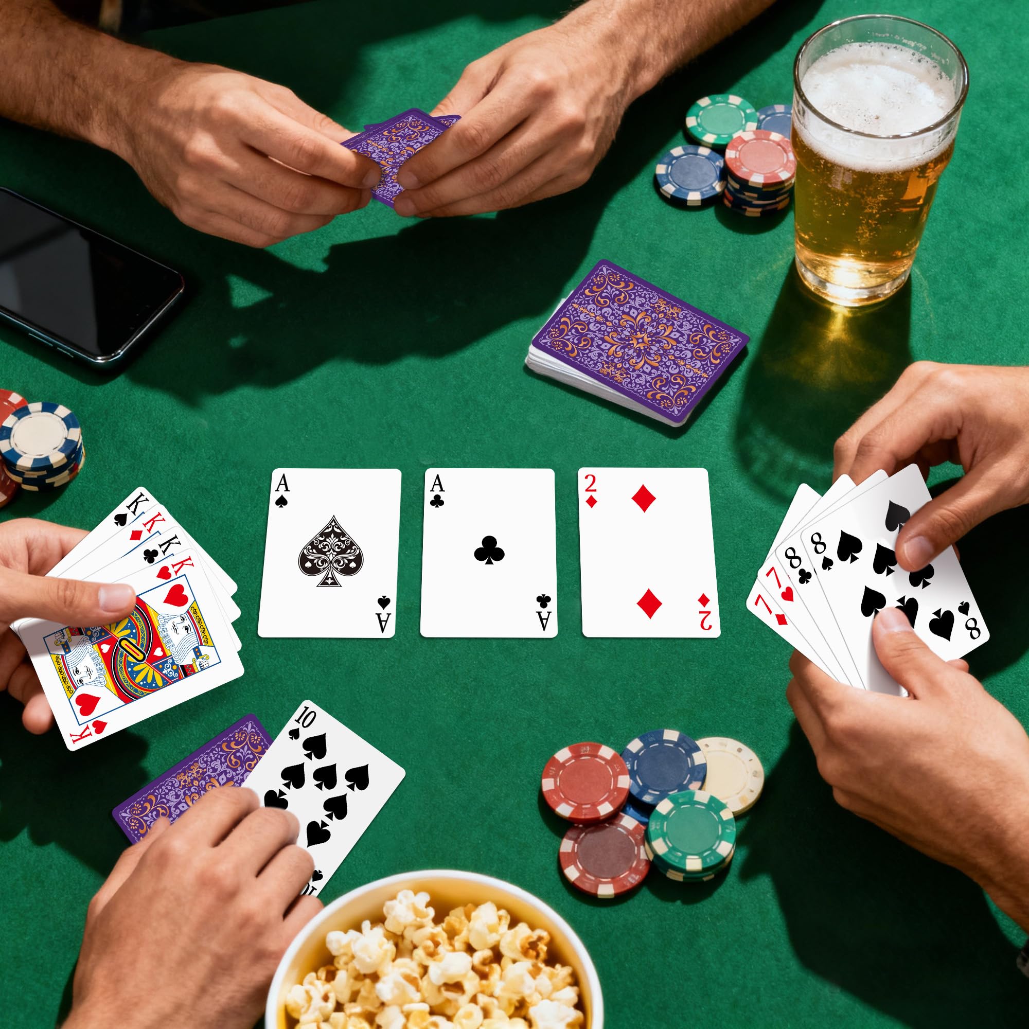 Wkchxd Playing Cards 2 Pack, Deck of Cards, Standard Playing Cards for Adult, Premium Poker Card Set, Deck of Playing Card for Blackjack,Euchre,Canasta,Family Game Night,Party Games (Blue & Purple)