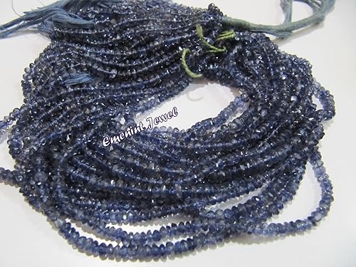 Miniatura 3 de Cuentas facetadas de iolita natural de calidad AA, cuentas de piedras preciosas de iolita genuina de 0.118-0.157 in, hilo de 14 pulgadas de largo,