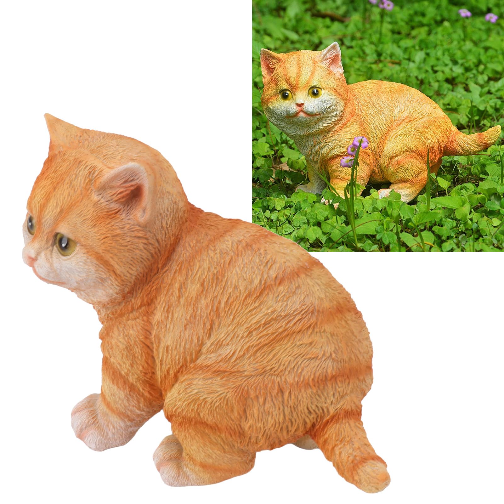 TTOCAR Cat Garden Statue, Garden Outdoor Decor Cat Statue Yard Decor Garden Ornaments for Outside Garden Kitten Ornaments Gardening Decorations Gardening Kitten Sculpture
