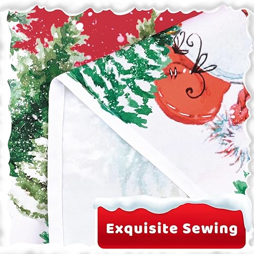 Miniatura 6 de Alishomtll Mantel cuadrado de Navidad de 55 x 55 pulgadas, bonito mantel cuadrado de muñeco de nieve y pino para decoración de Navidad, decoración