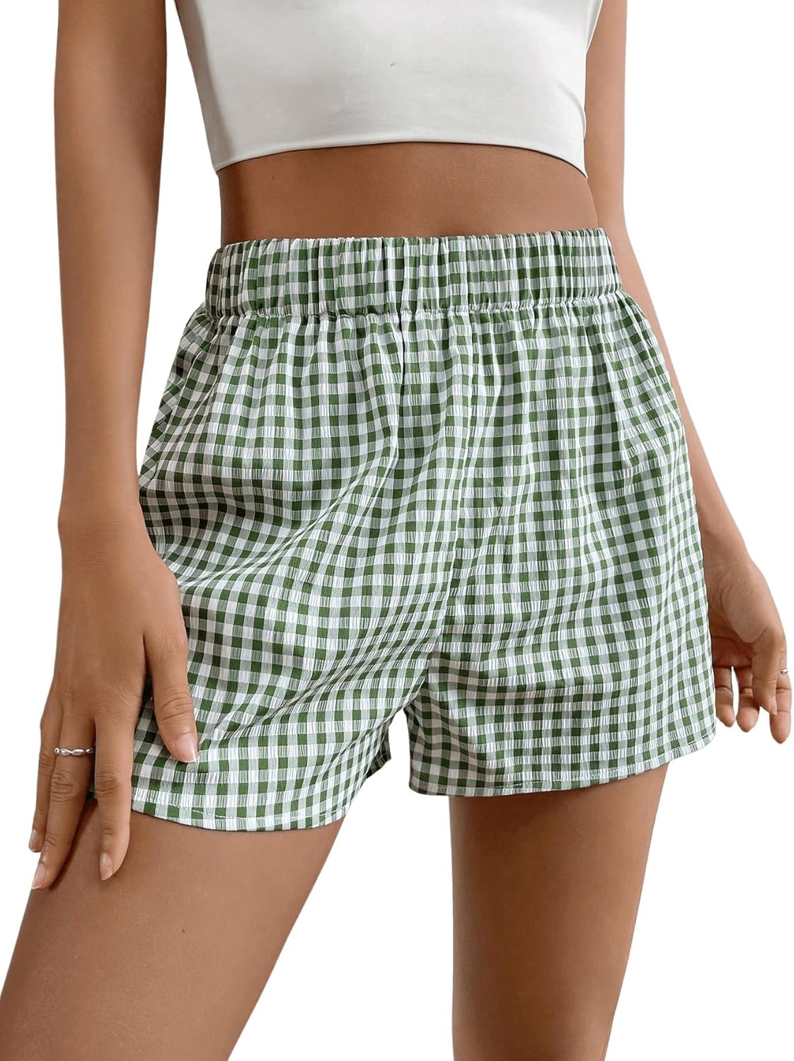 SOLY HUX Women's Y2K Striped Boxer Shorts Elastic High Waisted Straight Leg Workout Gym Shorts - Image 4