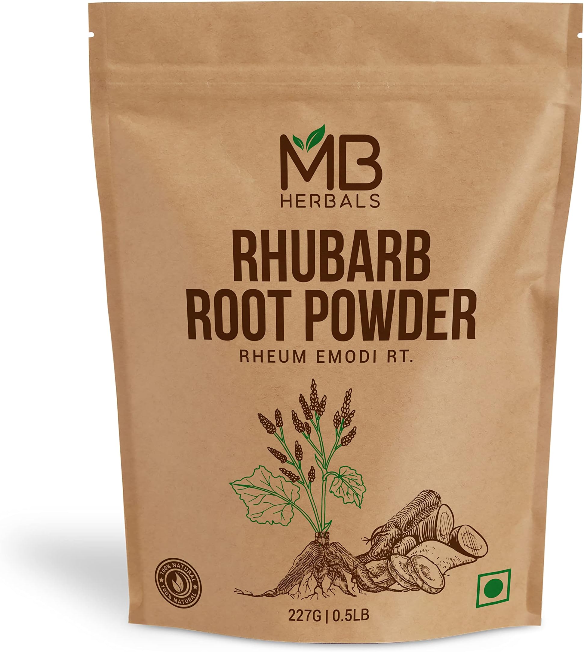 MB Herbals Rhubarb Root Powder 227 gm | Chinni Powder | Rheum emodi root | Indian Rhubarb Pita mula