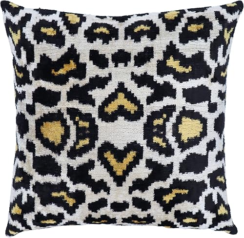 Almohada decorativa hecha a mano de leopardo con funda de cojín rellena de plumón estampado de tigre dorado marfil funda de cojín cuadrada de seda
