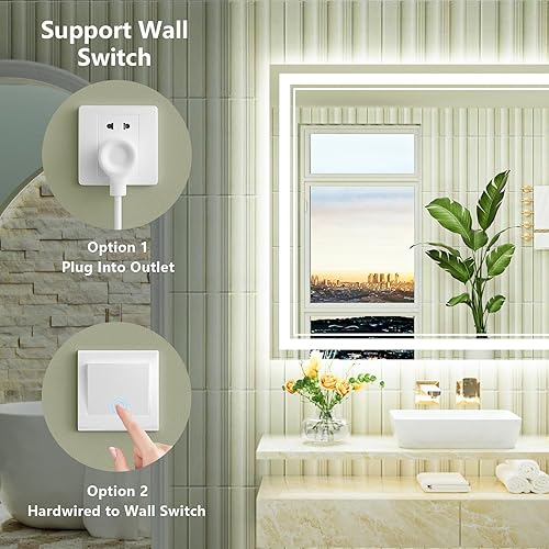 Miniatura 6 de Espejo de baño LED de 40 x 36 pulgadas con luces, retroiluminado + frontal iluminado, espejo de tocador con luz antiniebla para pared de baño,