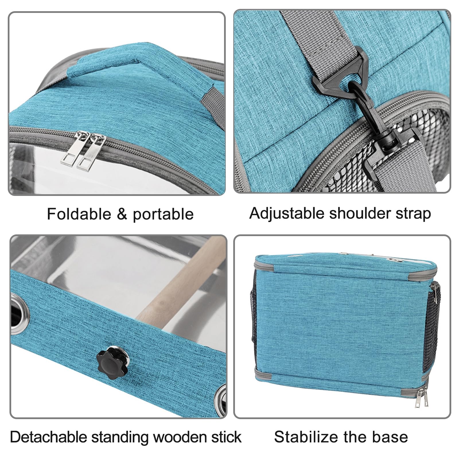 Bolsa De Pájaros Con Barra De Pie Y Bandeja De Acero Inoxidable, Mochila Para Pájaros, Jaula Portátil, Bolsa De Transporte Para Pájaros Pequeños