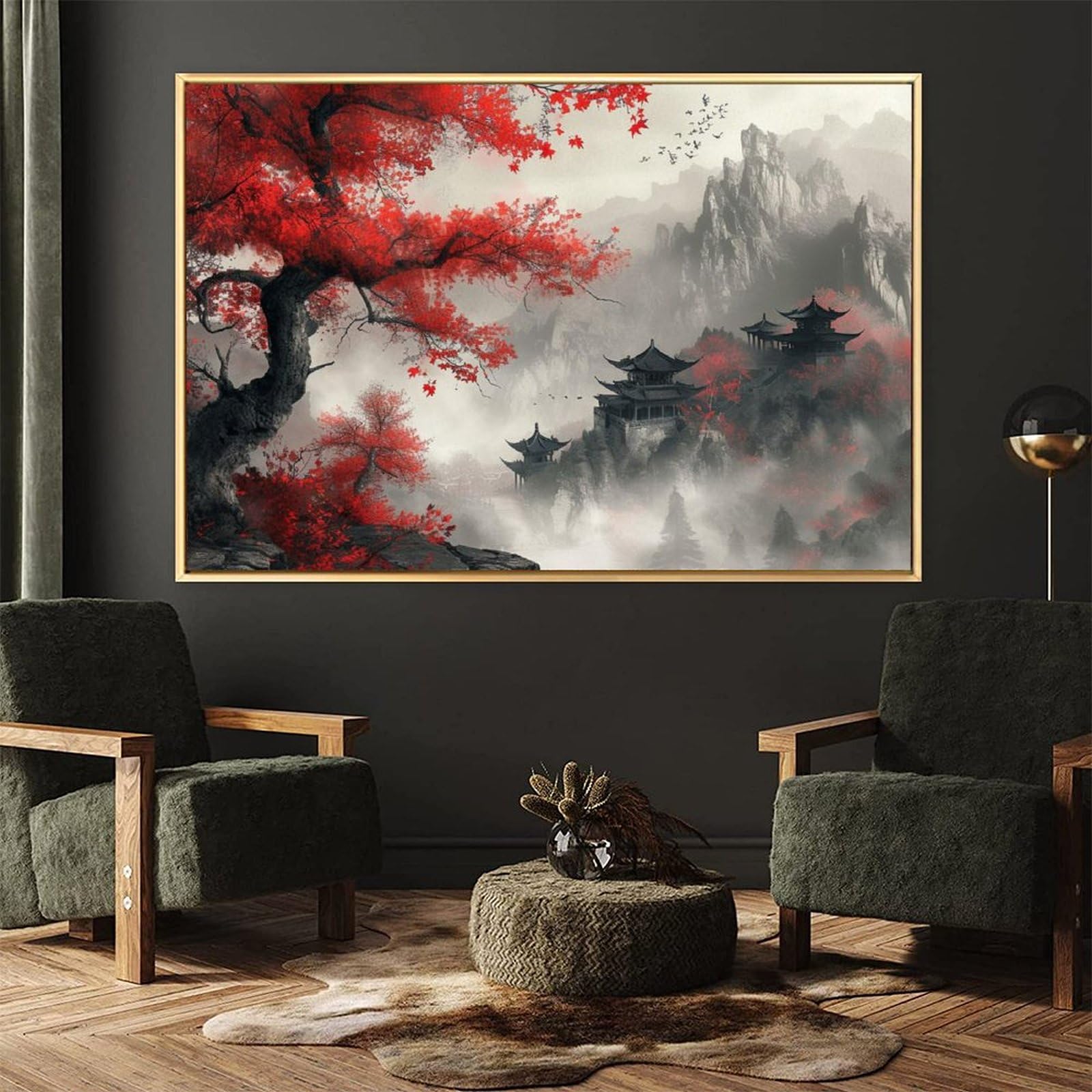 Amazon.co.jp: 絵画 中国風の高山と山 アートパネル ポスター イラスト