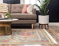 Vista 3 de Unique Loom Baracoa Collection Alfombra de área - Marta (2' 2" x 3' 1" Rectángulo, Multi/ Borgoña)