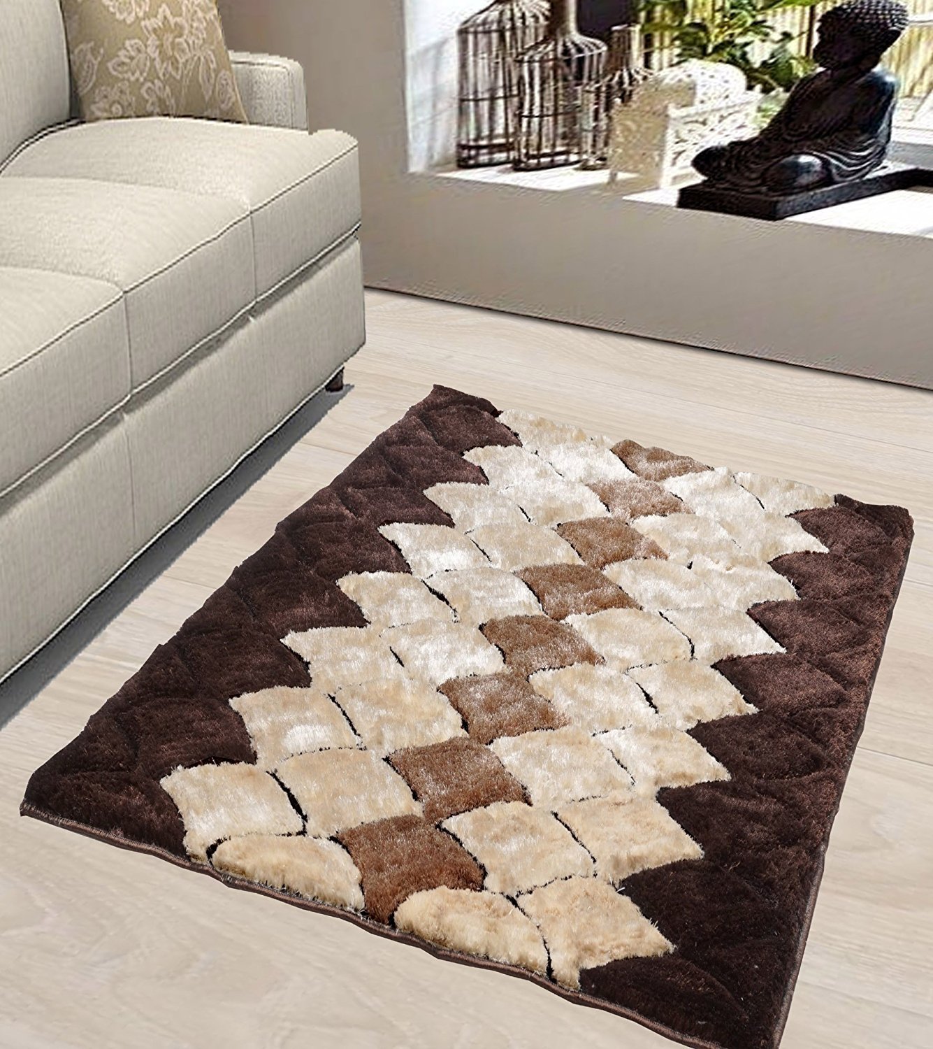 Dizen Star 4D Designer Polyester Shaggy Fur Carpets-- 3 x 5 feet