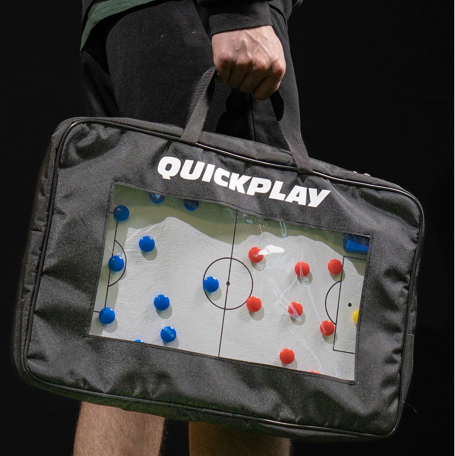 QuickPlay Soccer Coaching Magnetic Whiteboard Double Sided 12x16 in - Magnetic Soccer Tactics Board with Full and Half Field Layout, Dry Erase Coach Board with Magnets