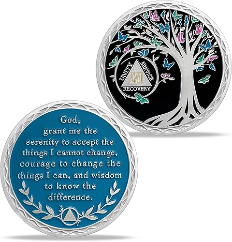 Miniatura 105 de Moneda de sobriedad de 2 años, árbol de la vida, medallón AA, Alcohólicos Anónimos, Ficha de aniversario, regalos de sobriedad para mujeres y 02 Años
