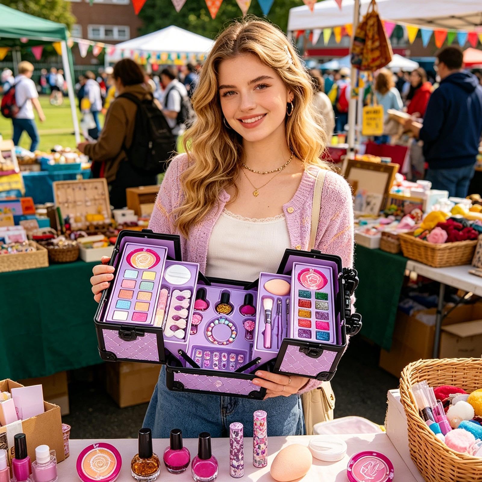 Kit De Maquillaje para Niños, Cosmético Lavable Fácil De Llevar con