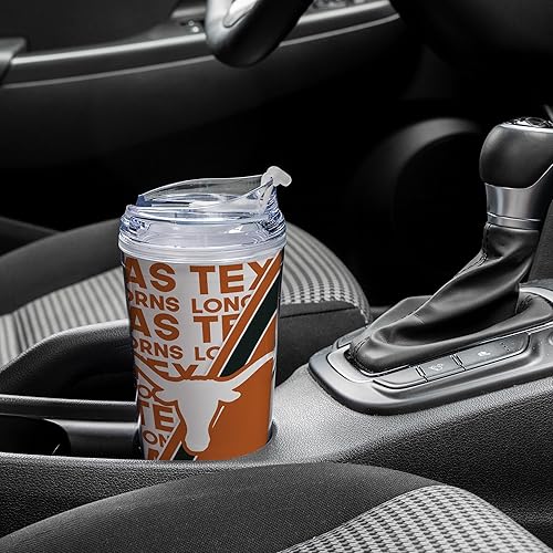 Miniatura 175 de Rico Industries NCAA - Vaso de acrílico estándar de 24 onzas con tapa con bisagras, vaso de doble pared con licencia oficial y popote