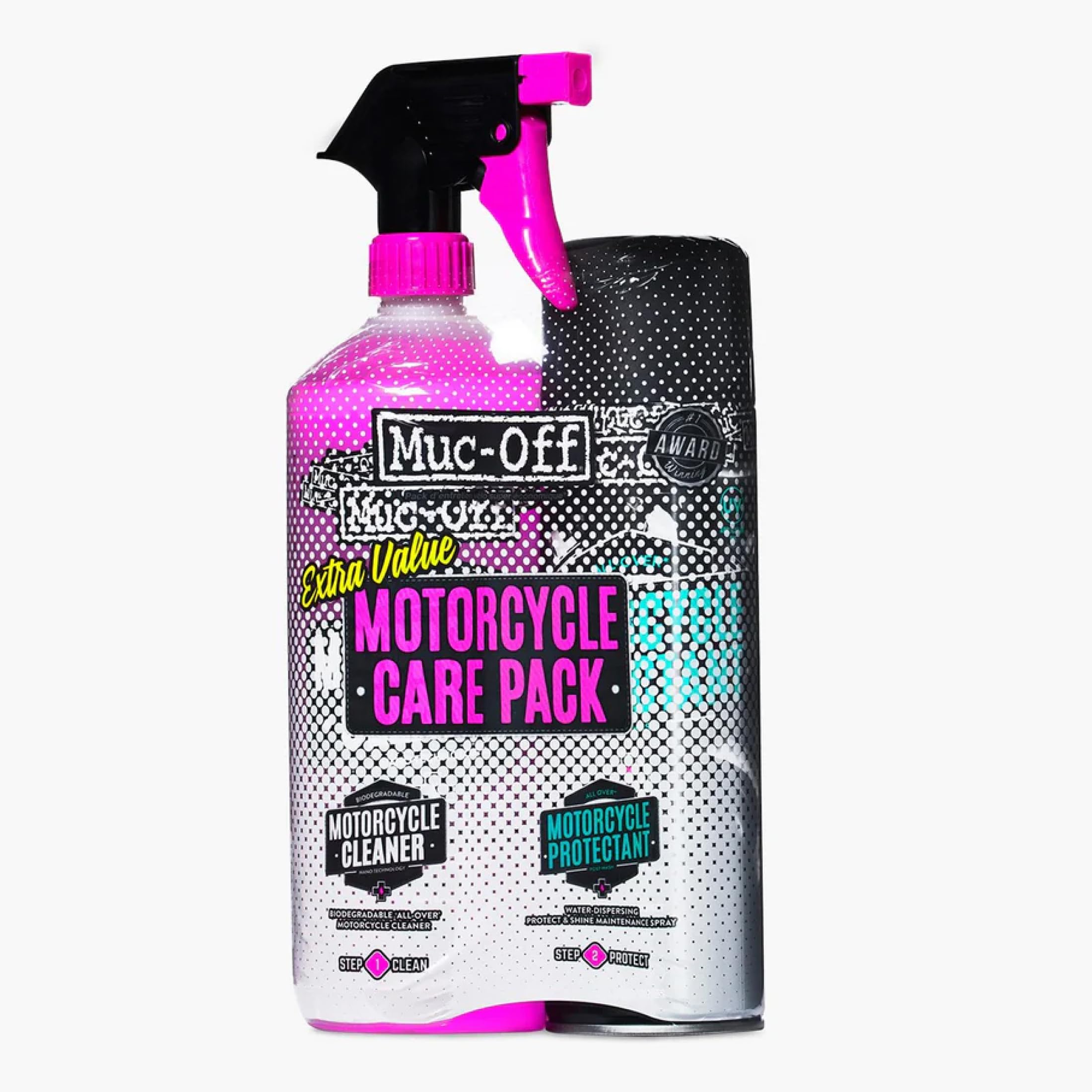 Muc-Off Motorcycle Care Duo Kit - Kit Pulizia Moto per Pulire e Proteggere la tua Moto - Include 1 l di Detergente Moto e 500 ml di Spray Protettivo Moto