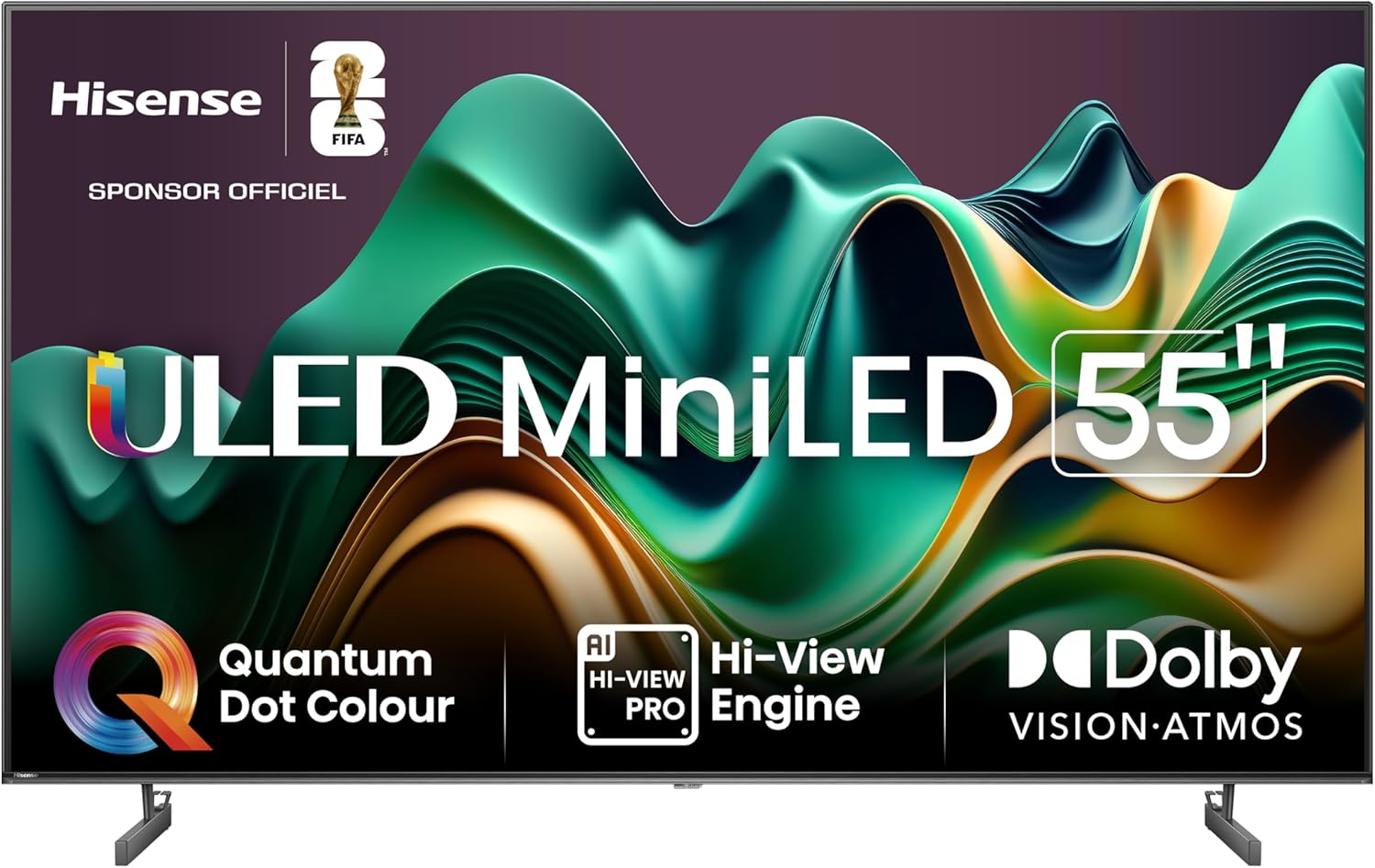 Hisense 55 inch Smart TV 55U6NQ MiniLED QLED 4K UHD, Dolby Vision Atmos, Hi View Engine, AI MEMC Sport Mode, HDR, VIDAA with Youtube, Netflix, Disney+ (2024 Model)