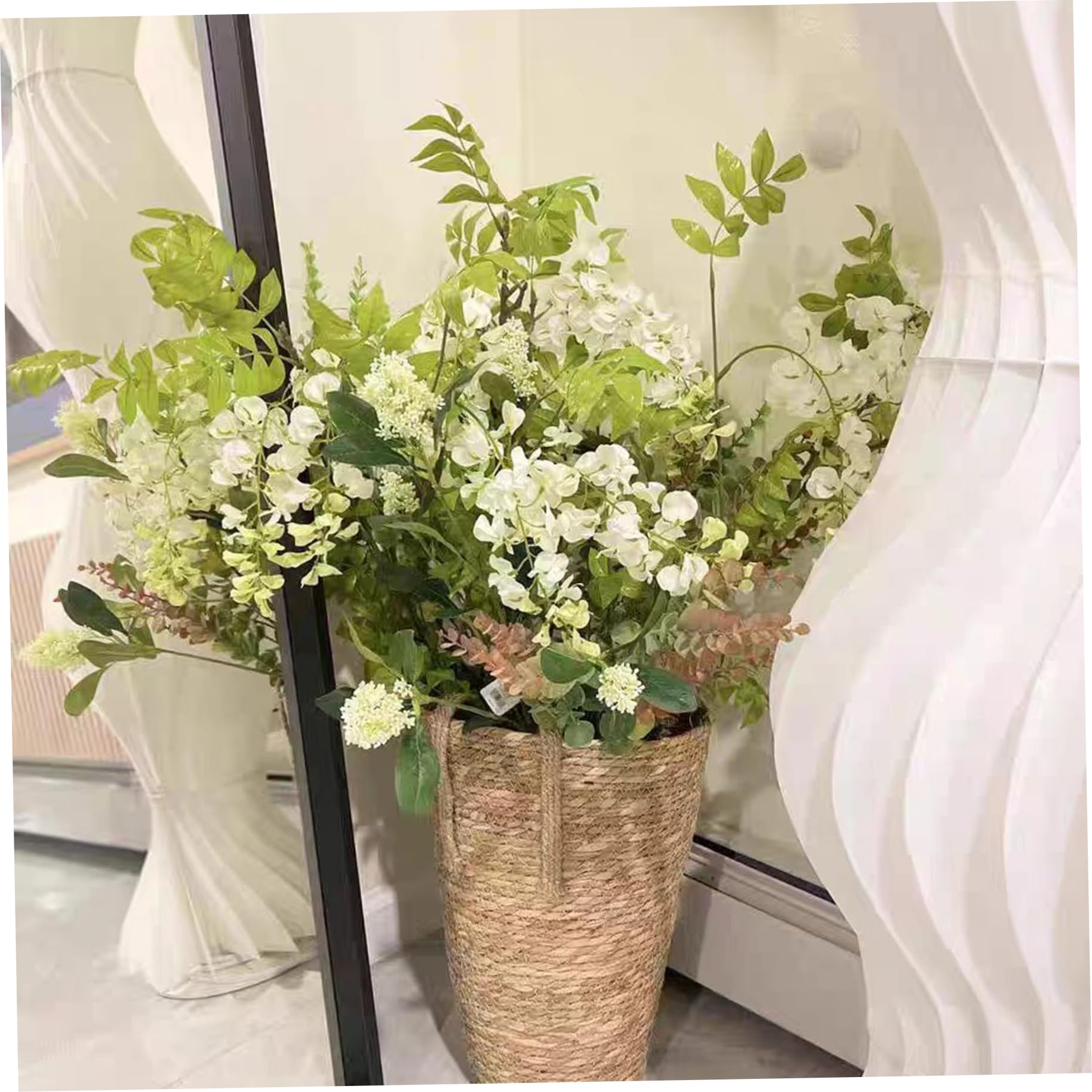 Lot de 3 Pots de Fleurs en rotin, 3 Tailles, Panier à Plantes tissé en jonc mer avec Doublure imperméable, paniers à Plantes d'intérieur avec poignée pour Balcon, décoration la Maison