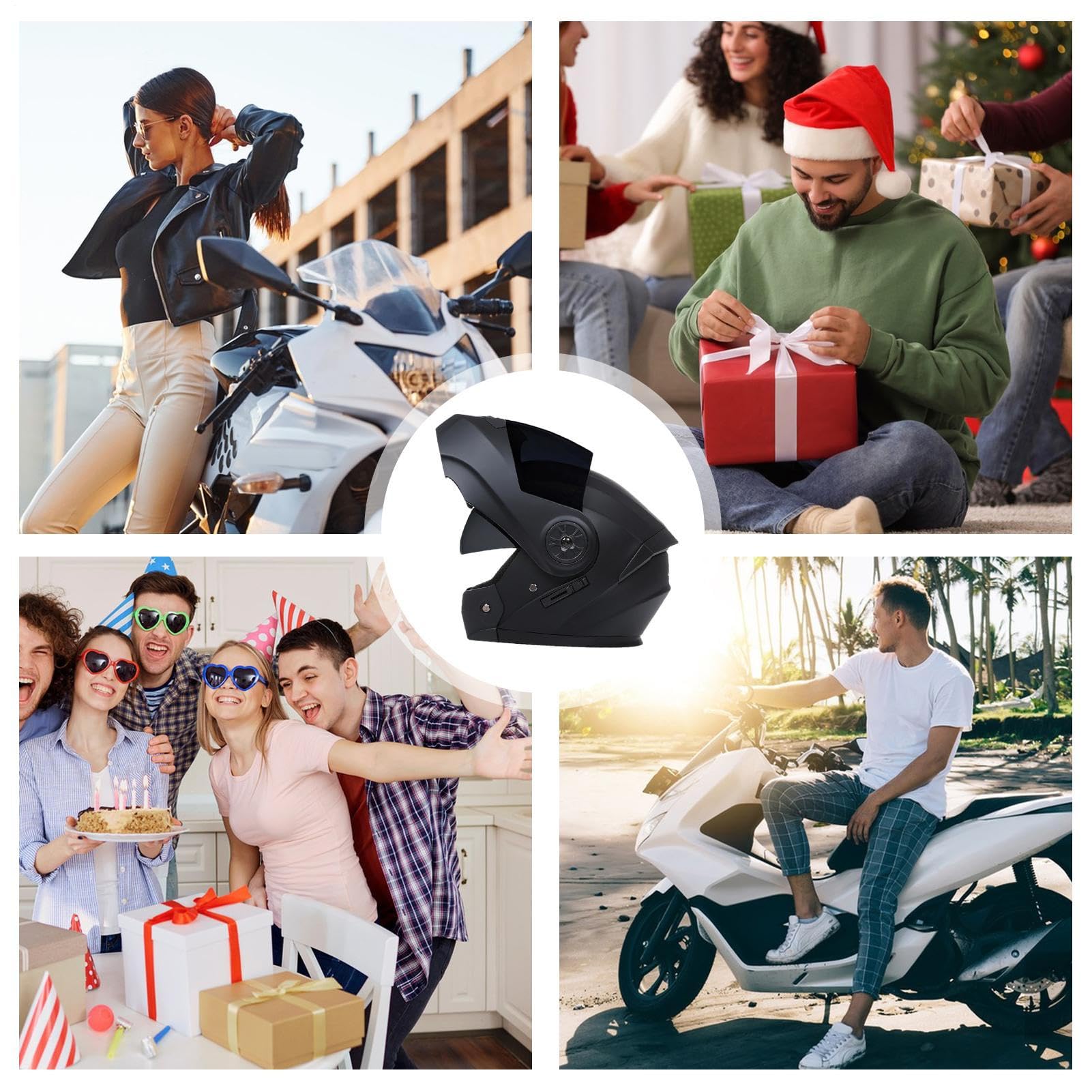 Cascos de Moto para Hombre,Cascos de Moto integrales - de Impermeables para Adultos de Carreras de Bicicletas - de integrales de Motocicleta con Correa Ajustable