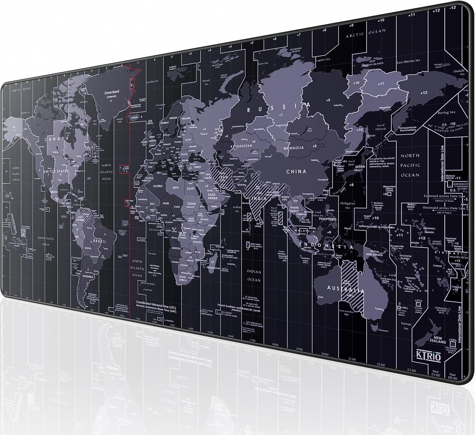 KTRIO Large Gaming Mouse Pad Desk Mat, Superior Micro-Weave Cloth, Non-Slip Rubber Base, Stitched Edges, Water-Resistant, for Gamer, Office & Home, 31.5 x 15.7 Inch，World Map