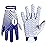 HANDLANDY Youth Football Gloves, Sticky Wide Receiver Gloves for Kids, White and Gold Stretch Fit Football Glove (White and Blue, Large)