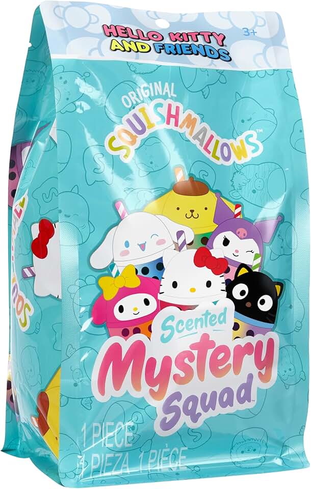 Squishmallows 原始 Sanrio 8 英寸香味波巴神秘小隊 - 官方 Jazwares 毛絨玩具（小）