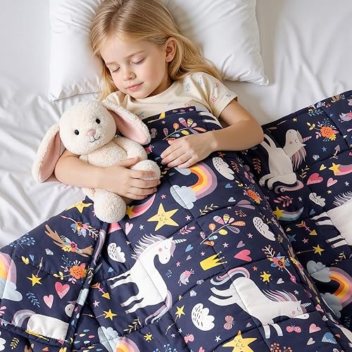 Miniatura 20 de Kivik Manta con peso de 3 libras, transpirable, pequeña y pesada, para dormir y relajarse, para cama, sofá, hogar, escuela, lavable a máquina