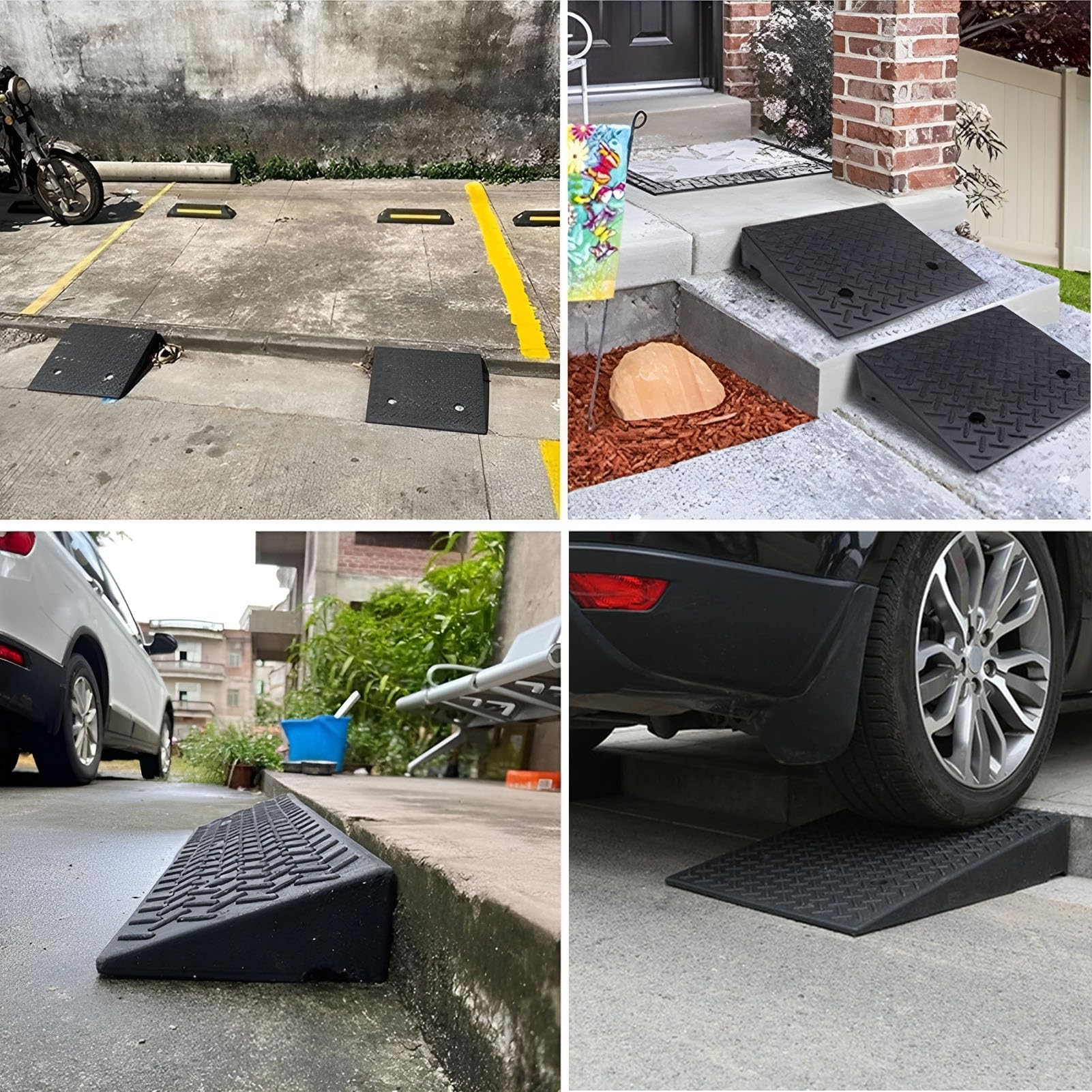 Gumowa rampa krawężnikowa do podjazdów o wysokości 13 cm, antypoślizgowa rampa do kosiarek dla seniorów, zwierząt domowych, skuterów, motocykli, rowerów, samochodów o niskim profilu