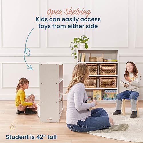 Miniatura 17 de ECR4Kids Streamline Armario de almacenamiento de 3 estantes, 36 pulgadas de alto, pantalla de doble cara, gris lavado Natural,Blanco Cal,Gris (Grey