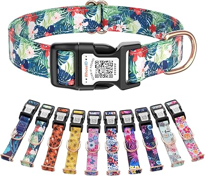 Dog Collars for Medium Dogs, Personalized Dog Collar with QR Name Tag