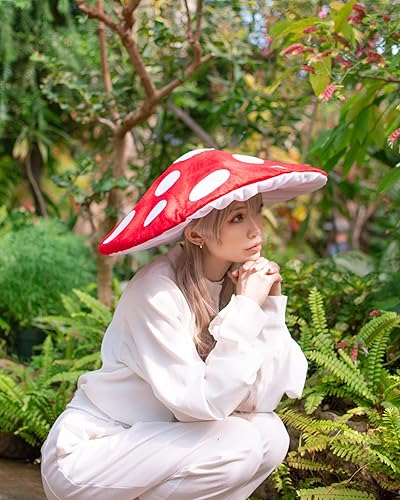 Miniatura 5 de Sombrero de hongo para disfraz de cosplay, accesorio de fiesta, gorra de gran tamaño con ala con alambre