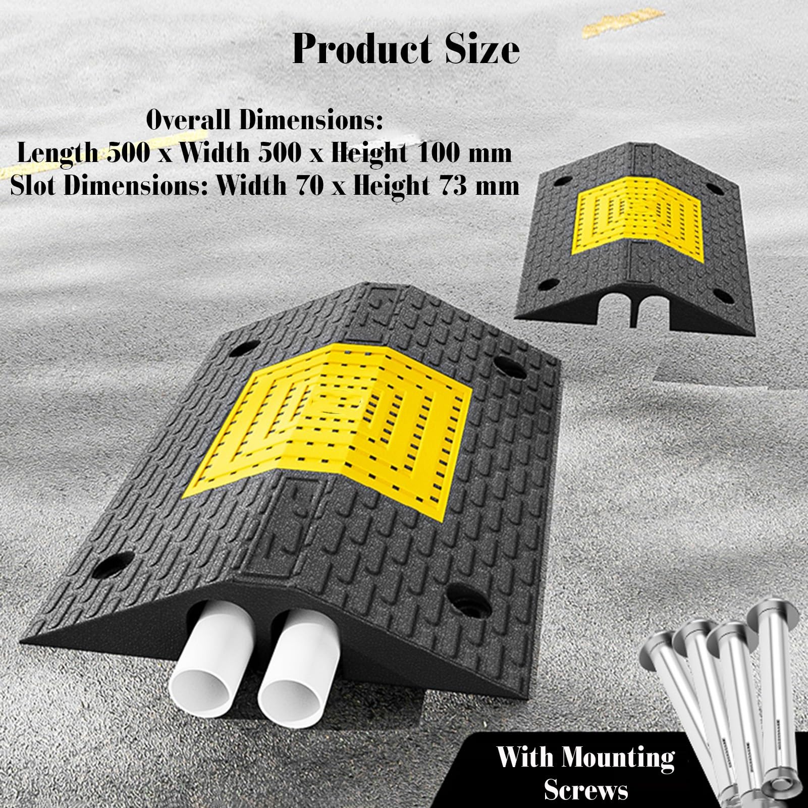 2 Pack Speed ??Bump, Traffic Safety Products Speed ??Ramp for Asphalt Concrete Gravel Driveway Indoor Outdoor(50x50x10cm)