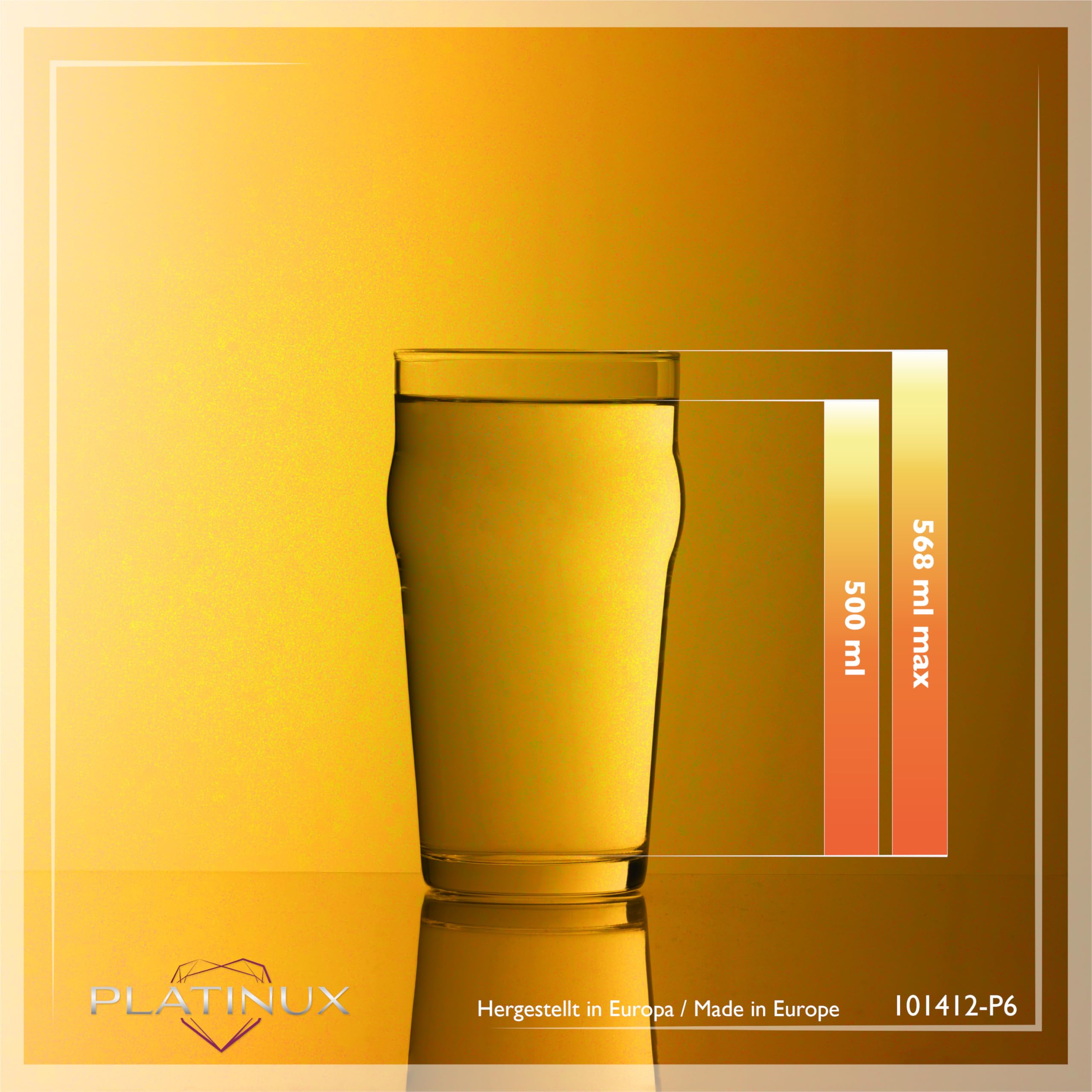 PLATINUX Set di 6 bicchieri da birra da 500 ml (max. 568 ml), boccali da birra in vetro per birra