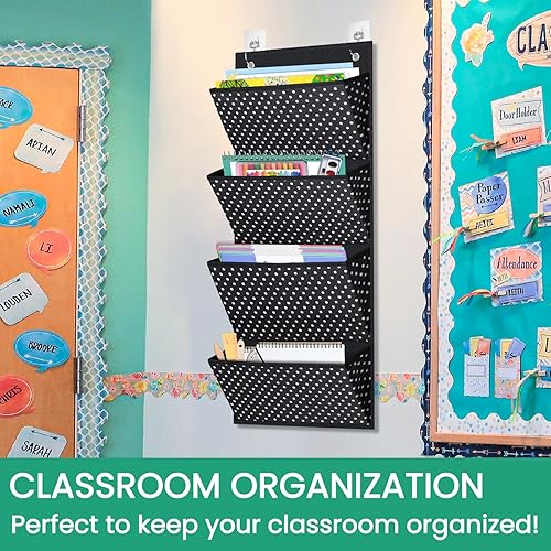 Miniatura 5 de Godery Organizador de pared colgante, montaje en paredsobre la puerta, carpetas de archivos de suministros de oficina, organizador de archivos en