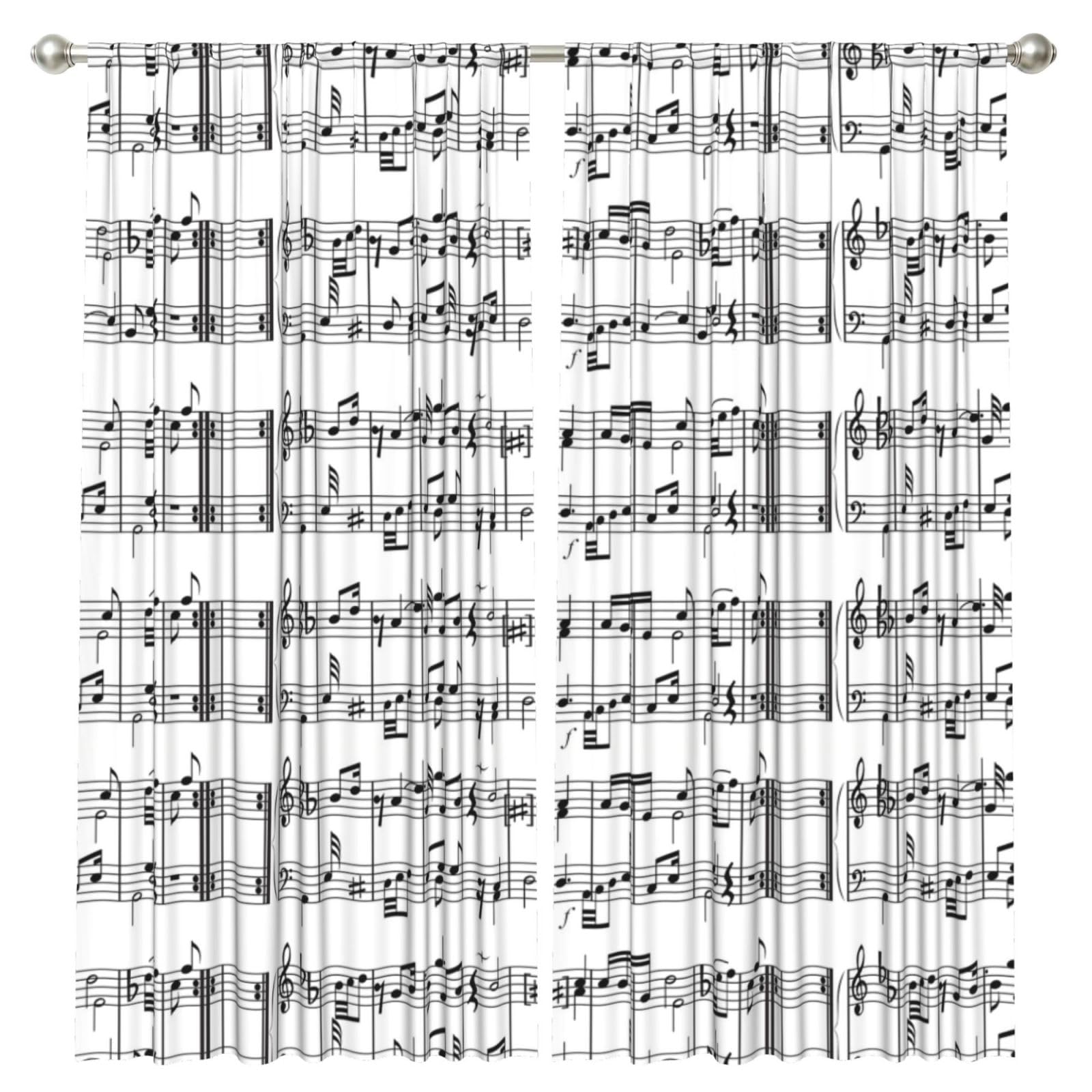 InOmak Music Notes, 2 Panels Window Curtains 52 x 84 Inch Blackout Curtains for Living Room Bedroom