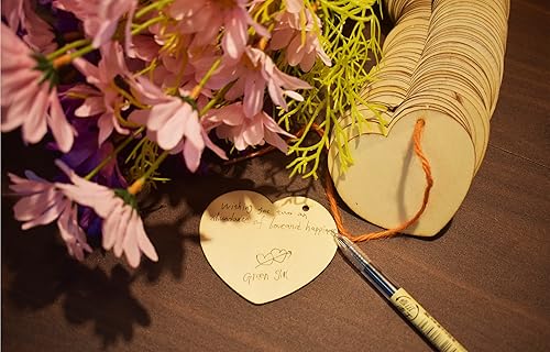 Miniatura 7 de Libro de invitados de boda alternativo 77 corazones grandes de madera para baby shower, despedida de soltera, aniversario, cumpleaños, jubilación,