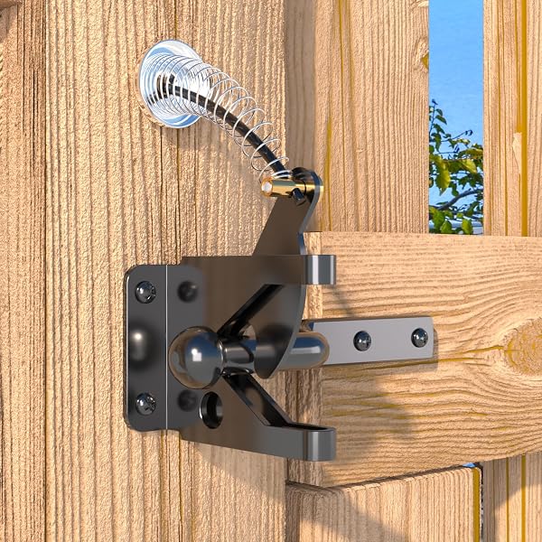 JZVXX Self Locking Gate Latch with Spring Cable Pull